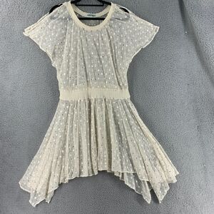Anthropologie Leifnotes Womens Dress Sheer Sz 14 Asymetrical Swim Cover up Beige